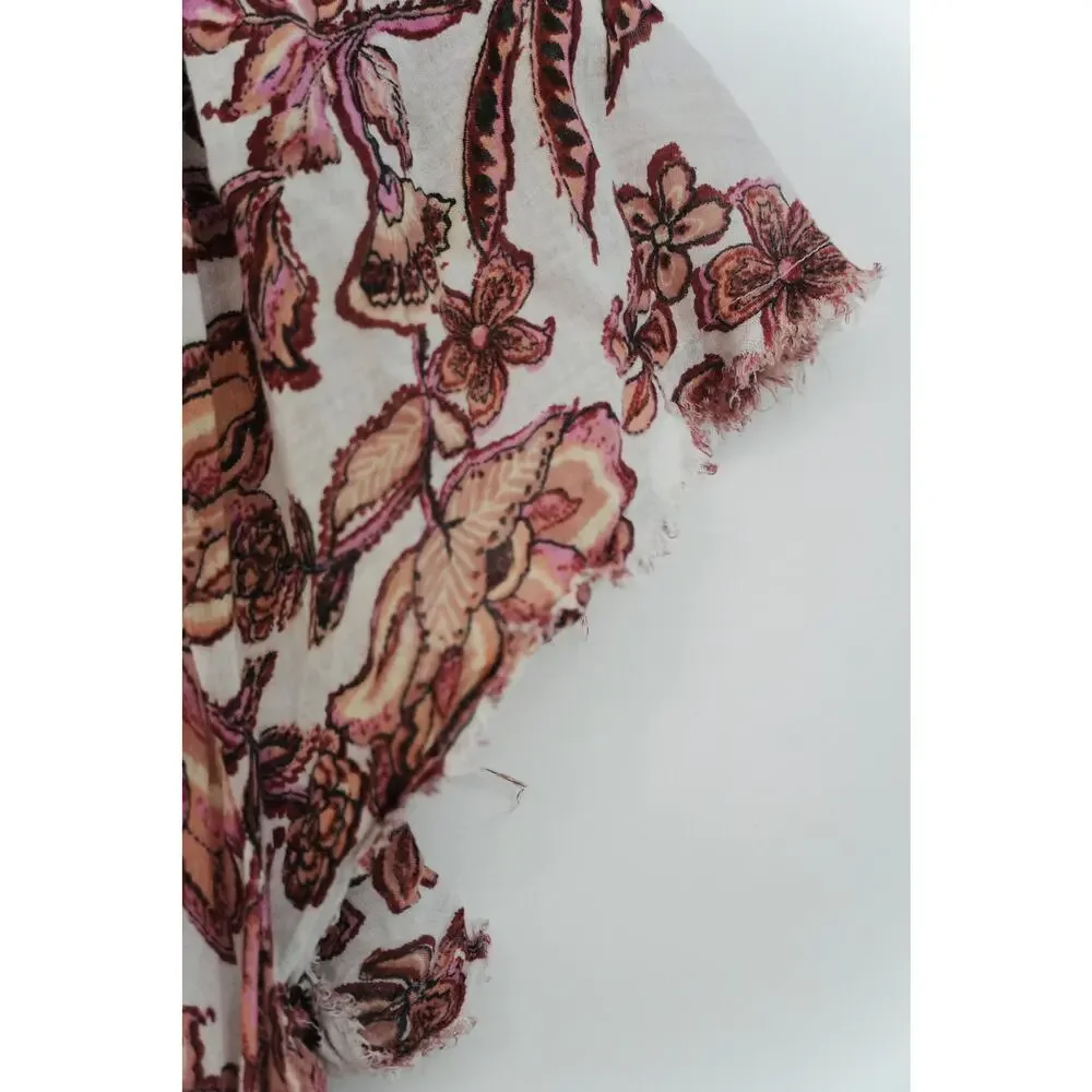 Free People Purple Floral Smocked‎ Top Size Medium
